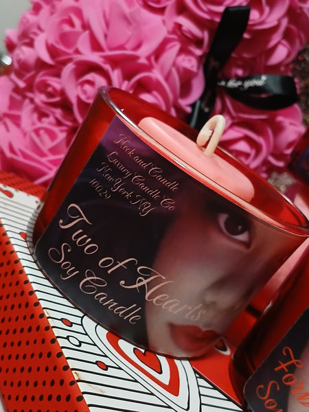 Nook and Candle TWO of Hearts Soy Candle 4oz jar with wooden lid fragrance wild Cherry