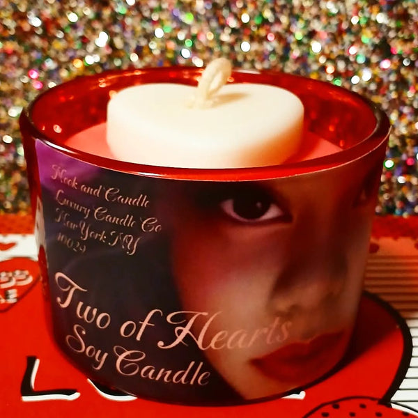 Nook and Candle TWO of Hearts Soy Candle 4oz jar with wooden lid fragrance wild Cherry