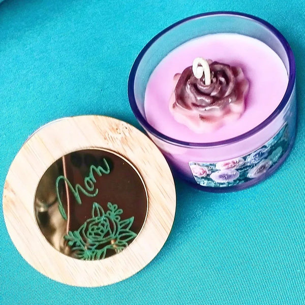 Nook and Candle Amazing Grace Soy Scented Candles 4oz jar with wooden lid and flower tie bag