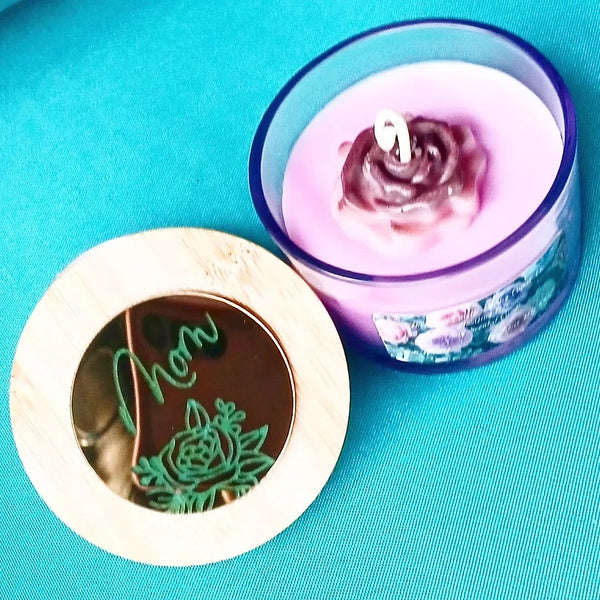 Nook and Candle Amazing Grace Soy Scented Candles 4oz jar with wooden lid and flower tie bag