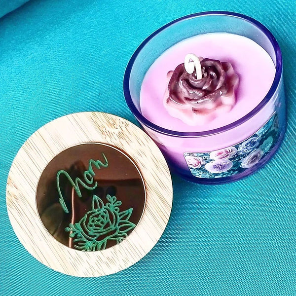 Nook and Candle Amazing Grace Soy Scented Candles 4oz jar with wooden lid and flower tie bag