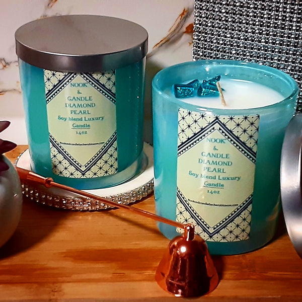 NOOK & CANDLE Diamond and Pearl 14oz jar cotton with lid