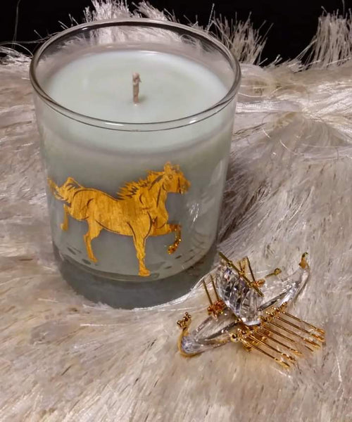 Nook and Candle Luxury Gold Stallion 9.5oz jar Cotton wick Scented Candle Tunisian Amber